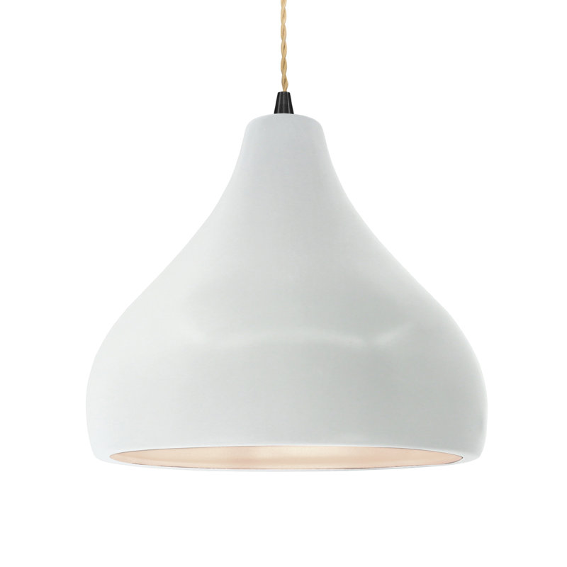 Luminaire suspendu à 1 lumière Meydan - DEL, Blanc brillant / blanc brillant, Noir mat, H 9,5 po x l 13,5 po x P 13,5 po