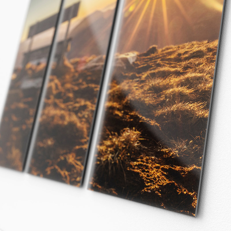 Bench & Horizon - No Frame Print on Glass, Decimus 3 Piece Glass Set, 80cm H x 90cm W