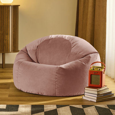 icon Kingston Classic Velvet Bean Bag Chair Taupe Bean Bags