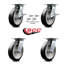 8 Inch Rubber on Aluminum Caster Set with Roller Bearing 4 Swivel Lock 2 Brake