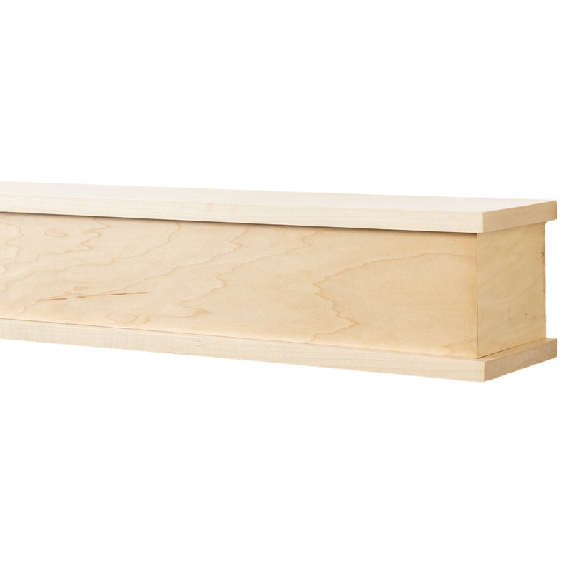 Muirwood Maple Wood Fireplace Mantel Shelf Elegant Transitional Design with Symmetrical Top, Clear Polyurethane, 48