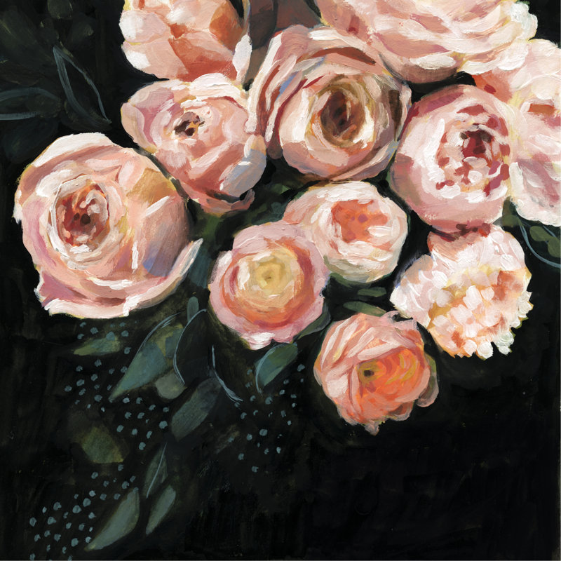 Peachy Blooms II by Victoria Borges - Wrapped Canvas Painting, 91cm H x 91cm W