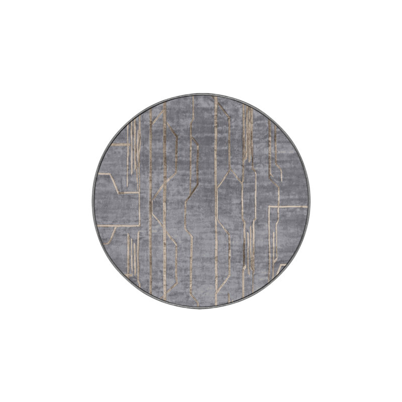 Tapis gris lavable à la machine, Rond 7 pi