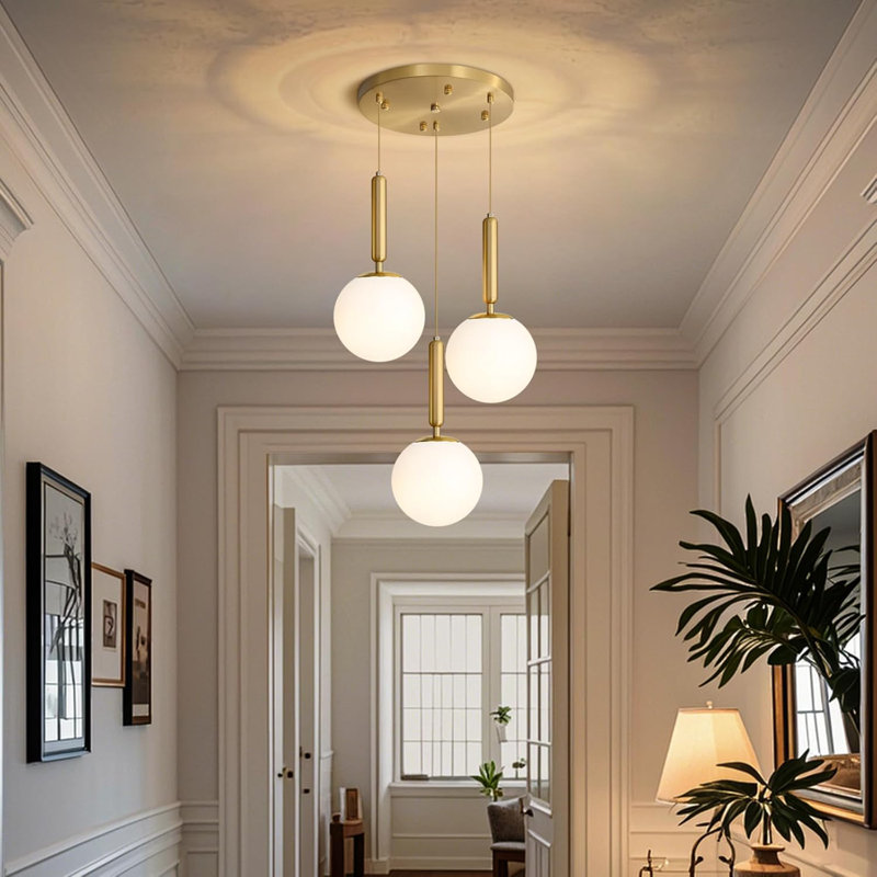 Lustre moderne en verre, Doré, 3 Lights
