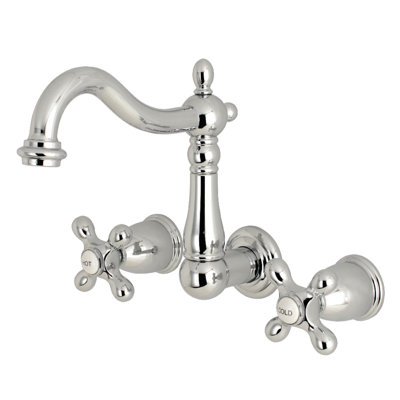 Kingston Brass Heritage Two-Handle 3-Hole Wall Mount Bathroom Faucet