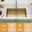 32" L x 19"W Undermount kitchen Sink Gold Stainless Steel Single Bowl Kitchen Sink with Bottom Grid-124064480-124064482