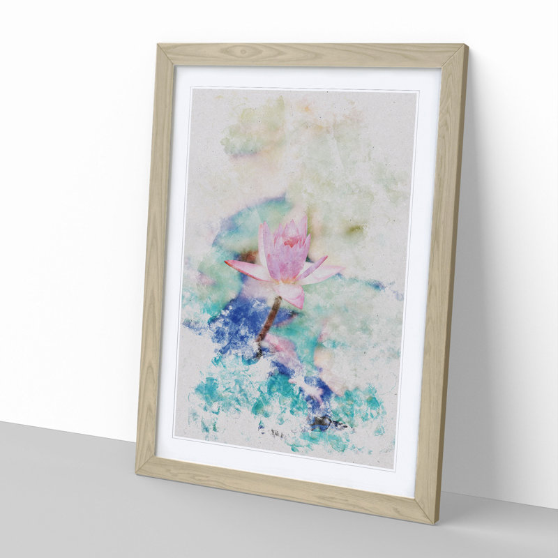 Pale Pink Water Lily - Picture Frame Painting, Oak Framed, 48cm H x 36cm W x 2cm D