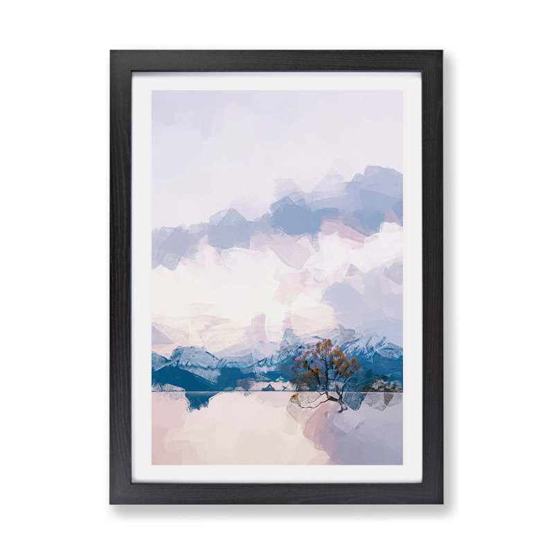 Lone Tree In New Zealand - Single Picture Frame Print, Black, 62cm H x 87cm W x 2cm D