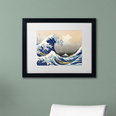« the great kanagawa wave » par katsushika hokusai, mat, reproduction d’art encadrée