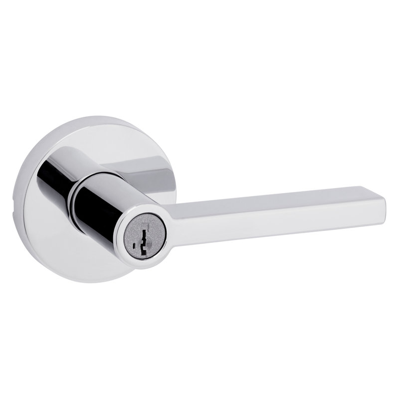 Halifax Keyed Storeroom Lever featuring SmartKey Security, Polished Chrome