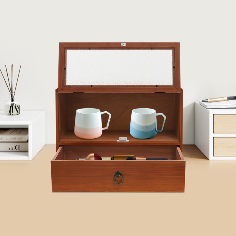 Armoire de rangement en bois à 2 niveaux