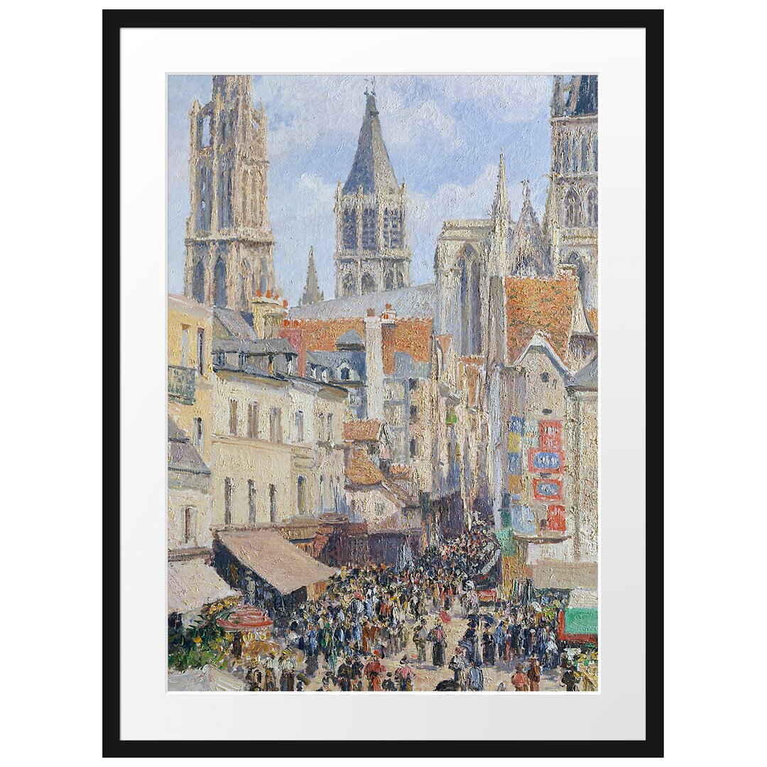 Gerahmter Kunstdruck Rouen Rue De l'Épicerie von Camille Pissarro