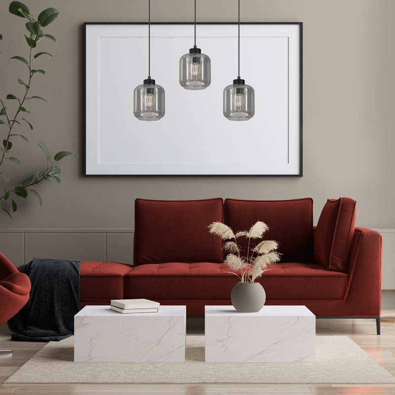 Sombra 3 - Light Matte Black Pendant, Grey/Brown/Blue