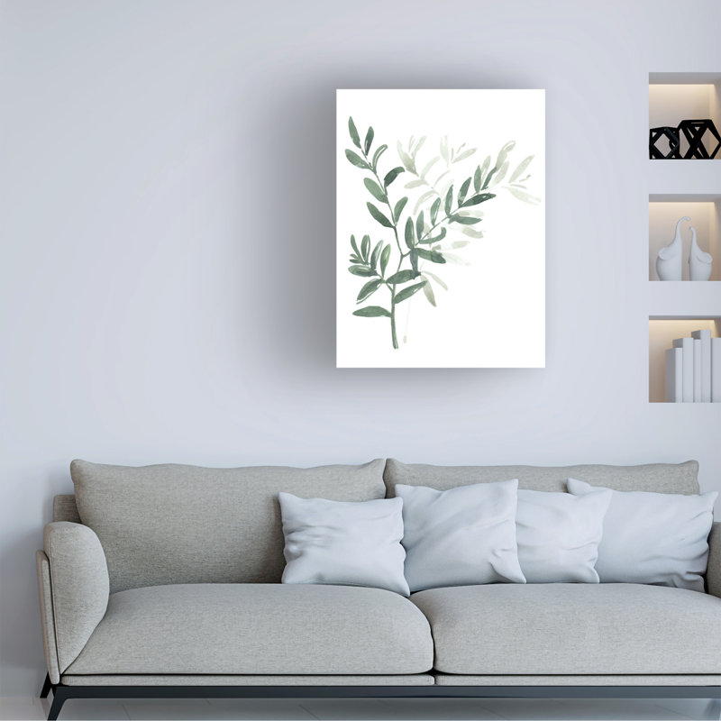 Bolog Watercolor Laurel Branch On Canvas by Rosana Laiz Blursbyai Print