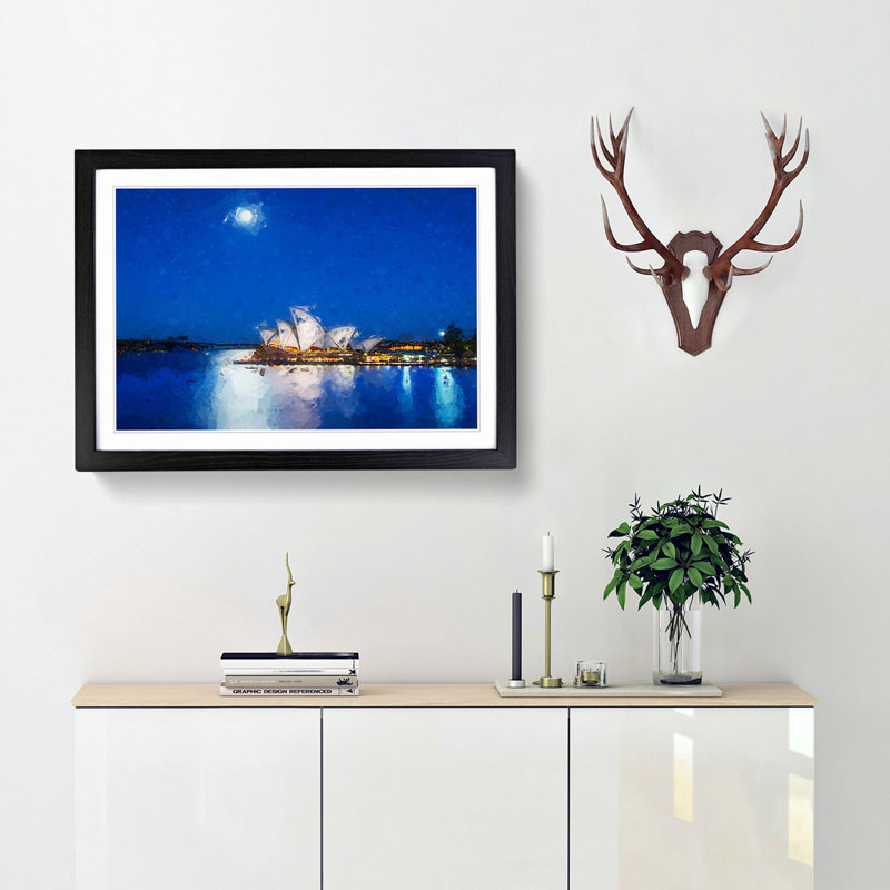 Sydney Opera House in Abstract - Framed Print, 27cm H x 36cm W x 2cm D, Black Framed