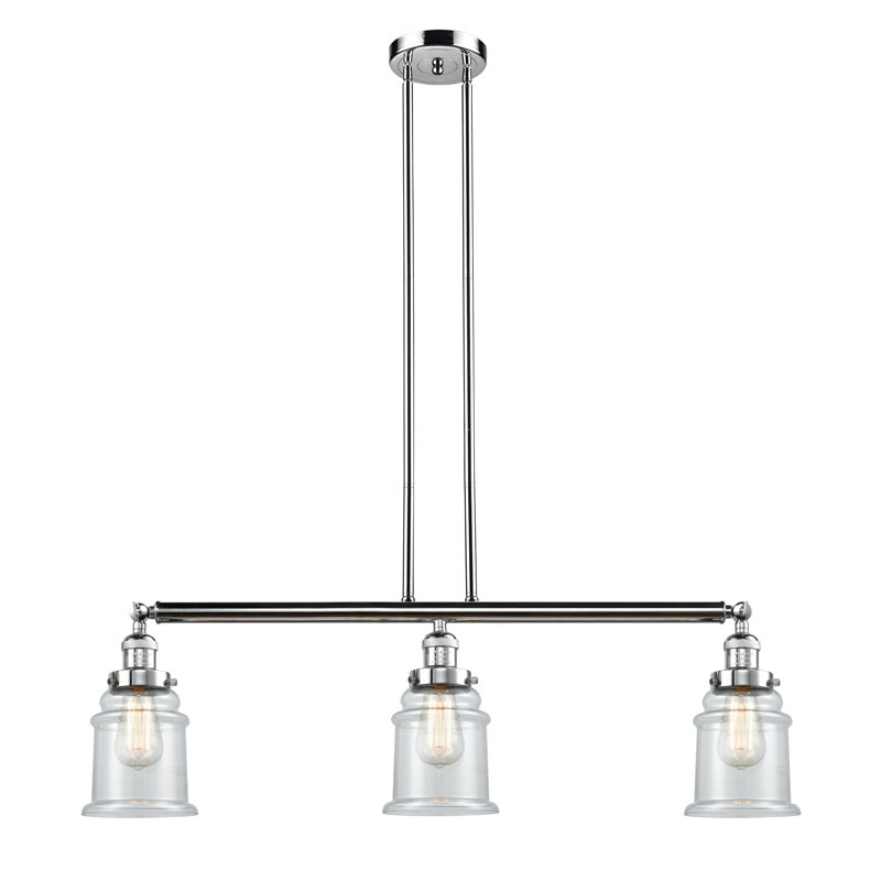 Alexandira 3 - Light Kitchen Island Pendant, No Bulb Included, Clear, Polished Chrome