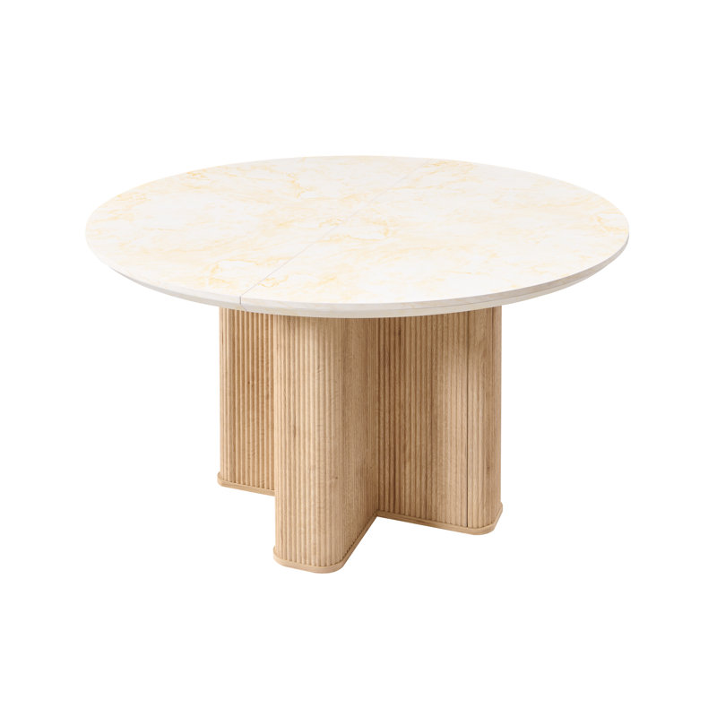 Table de salle à manger ronde 47 "pour 4-6, base épaissie à piédestal croisé, table de cuisine pour le salon de la cuisine