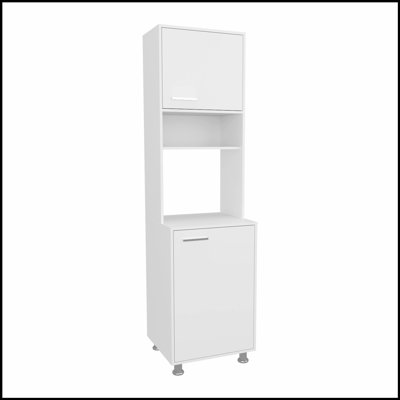 Garde-manger avec rangement ouvert et 2 portes, parfait pour les espaces de cuisine organisés et élégants