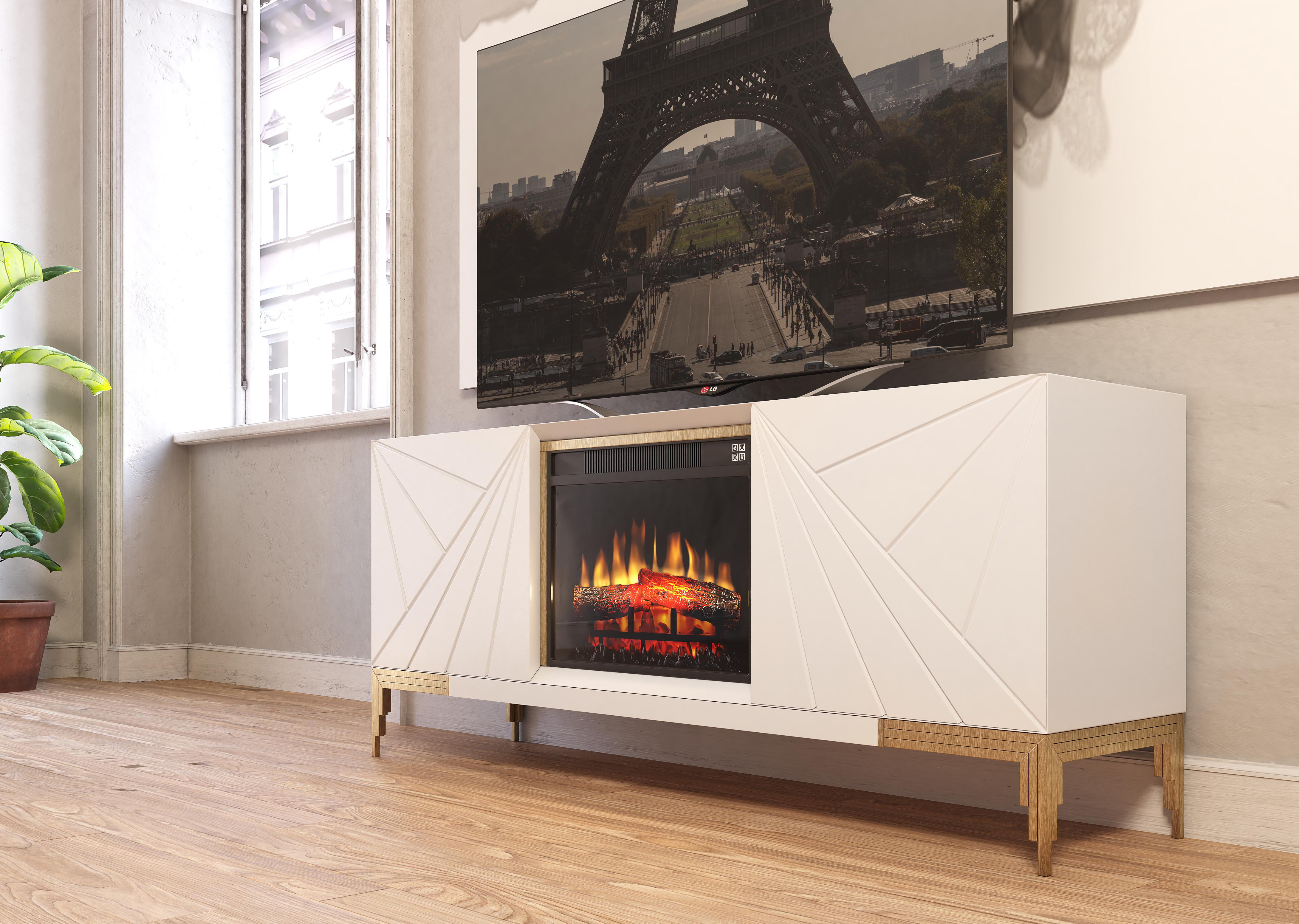 Tonnari tv stand on sale with fireplace