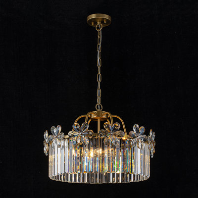 French Glam 6-Light Floral Crystal Drum Chandelier 