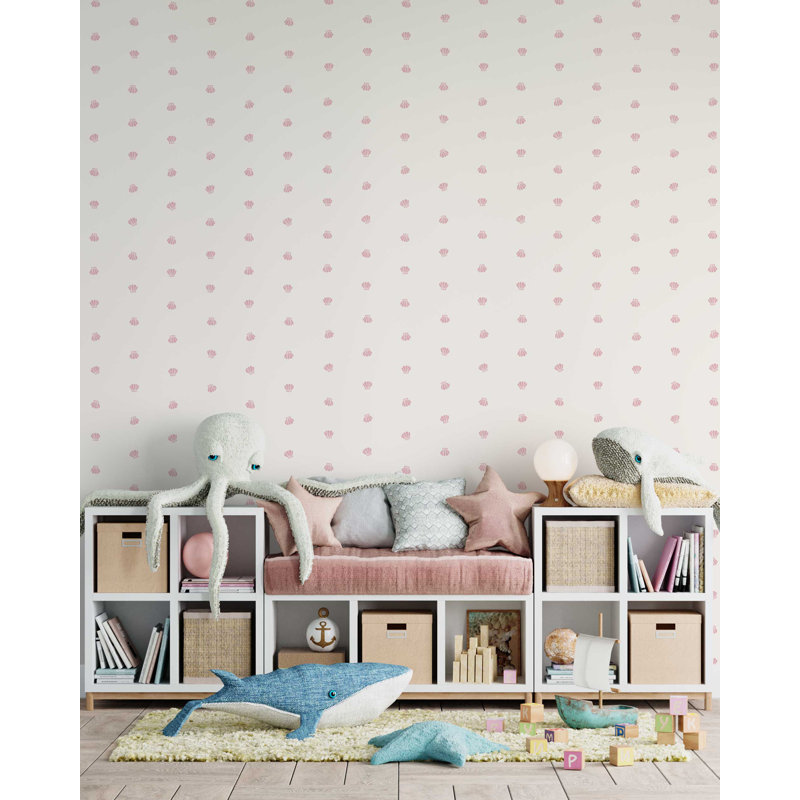 Sea Scallops 33' L x 20.5" W  Wallpaper Roll, Pink