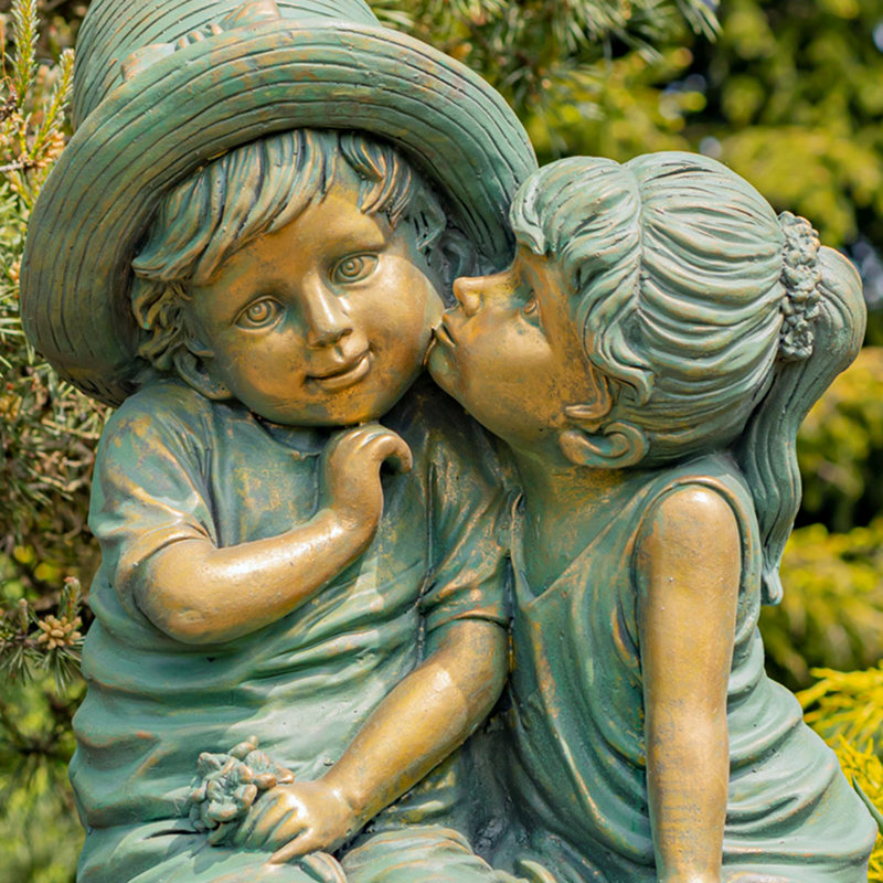 Statue garçon et fille Sweet Country, Bronze