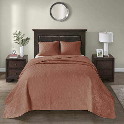 Courtepointe réversible 3 pièces double / rouge argile grand - L'été et la chaleur préférée Literie Le rembourrage en coton prélavé matelassé pour les acclamations comprend 2 taies décoratives lavables à la machine captivantes et fascinantes