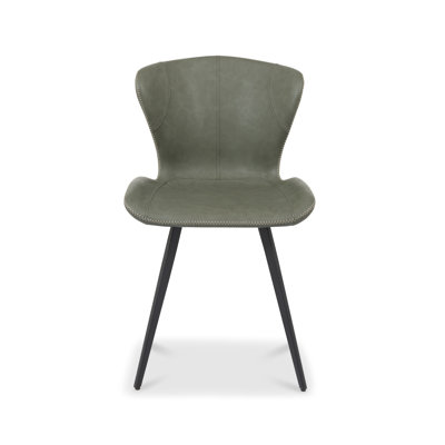 GARCIA UPHOLSTERED CHAIR - VINTAGE FAUX LEATHER - BLACK SAND POWDER COATED LEGS (PAIR)