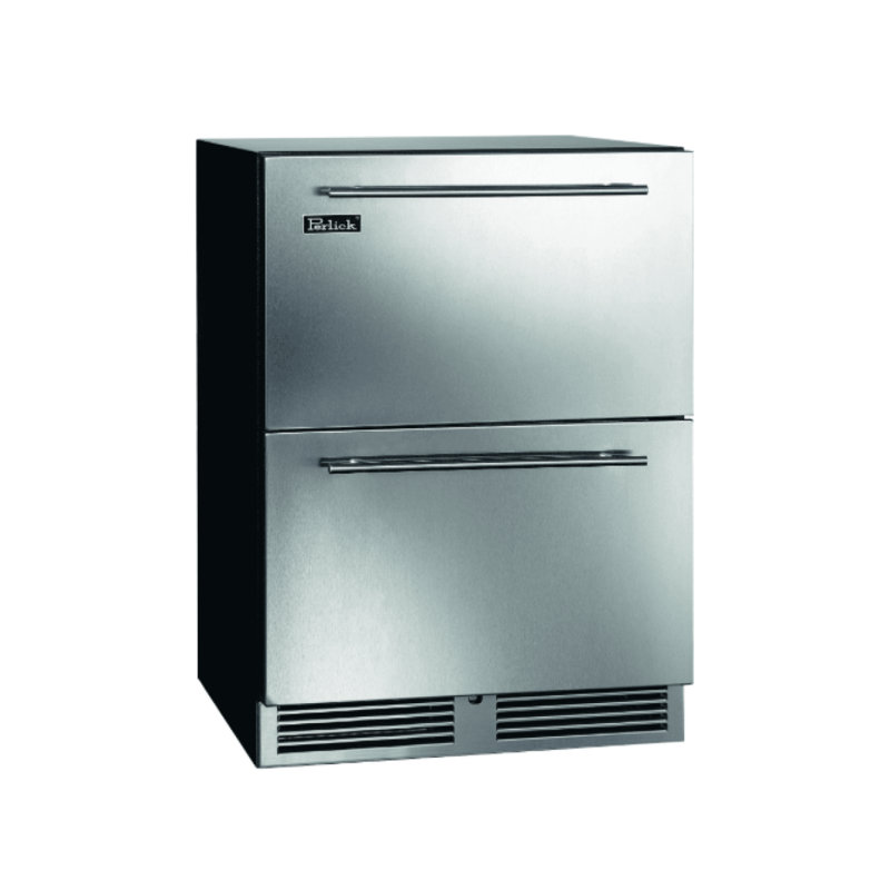 Perlick 24" 5.2 Cubic Feet Energy Star Built-in Drawer Refrigerator with Water and Ice Dispenser, Black/ Light blue