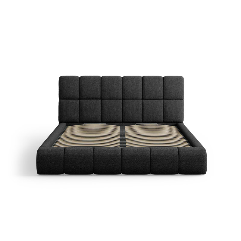 Nehimiah Upholstered Bed, European Double (140 x 200 cm), Charcoal