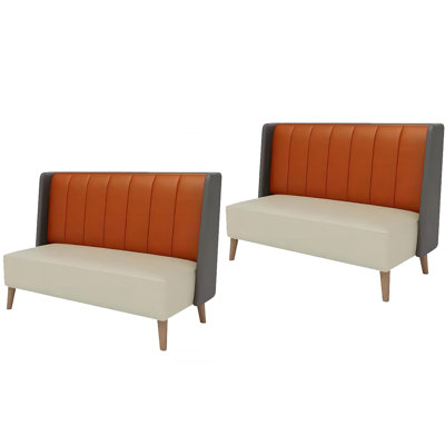 Restaurant Faux Leather Double Sofa Bench Set of 2