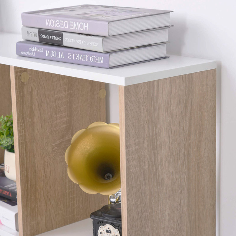 Hanayo 124 cm H x 100 cm W Geometric Bookcase, Natural/White