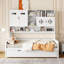 Lit de jour simple en bois blanc avec lit gigogne et armoire de rangement