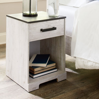 Carnforth 1 - Drawer Nightstand in Whitewash/Rustic Gray