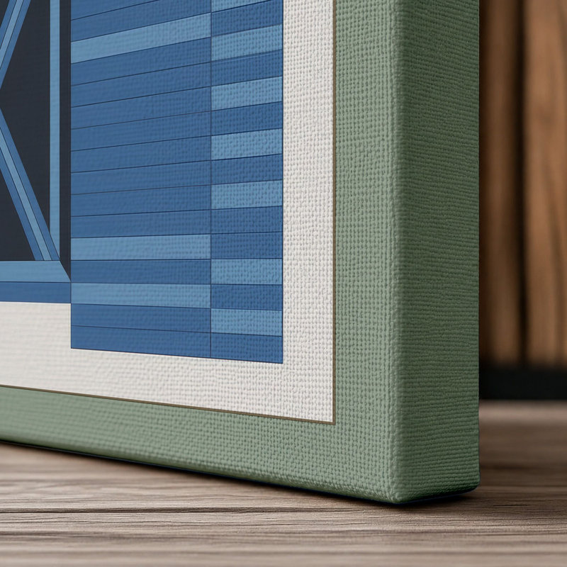 Blue Barn Study Geometric - Wrapped Canvas, 36x24 - 91.4 x 61.0 cm, Sage Border