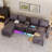 120" U-Shaped 5-Seat Modular Sectional Couch with Storage Ottomans, Bluetooth Speaker, RGB Lights & Charging Station-1824930922