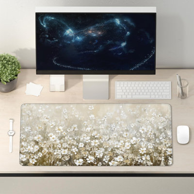Vintage Watercolor Floral Large Mouse Pad 35.54x15.7inch, Retro Cottagecore Flower Large Extended Computer Desk Mat Mousepad for Keyboard and Mouse, Floral Desk Accessories