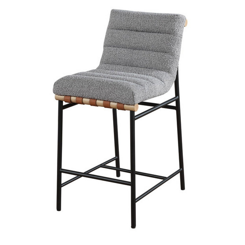 Matao White Fabric Counter Height Chair, Light Gray