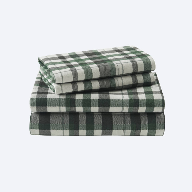 Ensemble de draps en flanelle 100% coton, Finton, Ensemble de draps pour très grand lit avec 2 taie