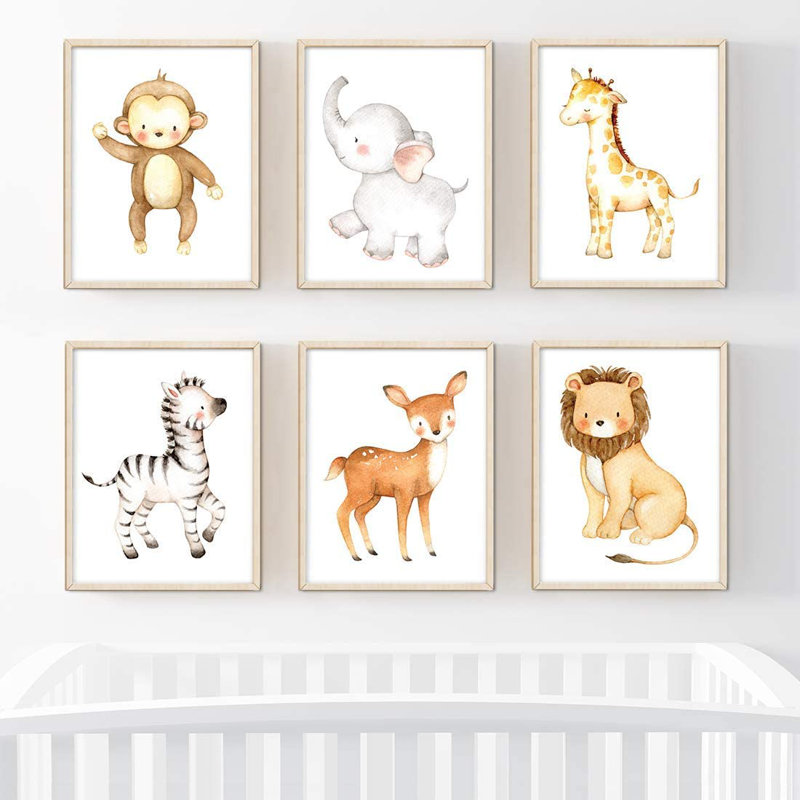 Dedakia Animals 6 - Piece Paper Print, White