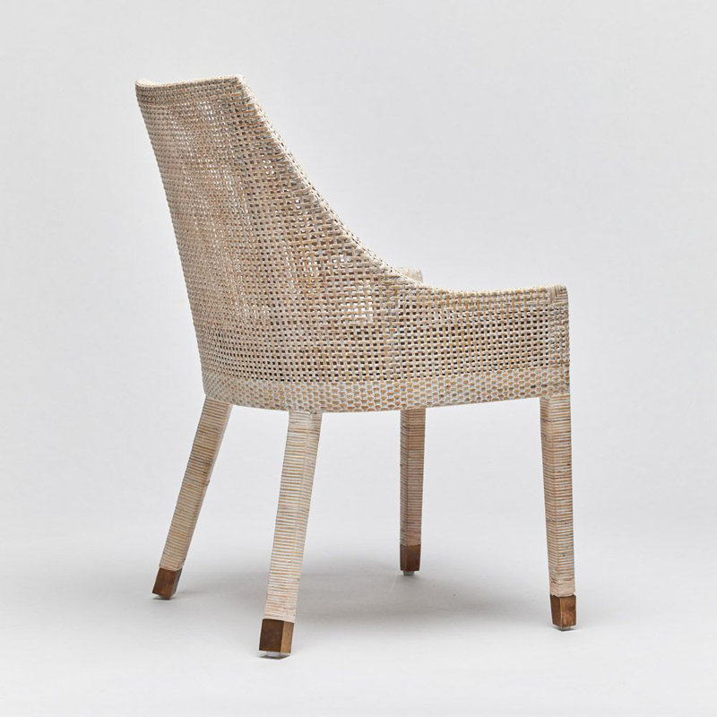 Boca Upholstered Dining Chair, White Wash, Pebble Chenille