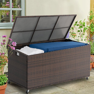 Harbourside 54.7'' W 140 Gallons Wicker Deck Box with Wheels