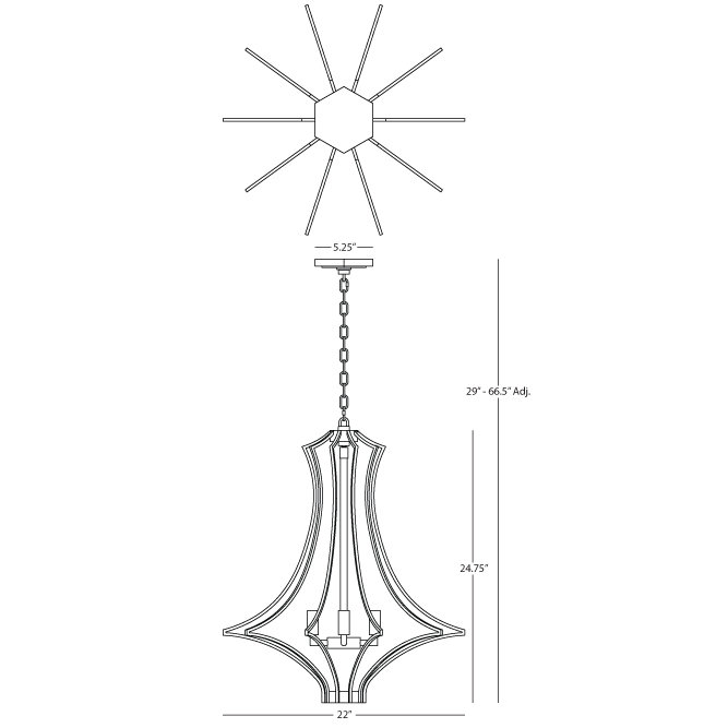 Grace 3 - Light Chandelier, Modern Brass