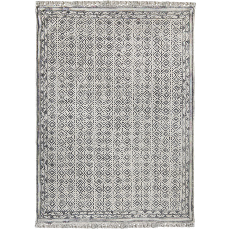 Tapis gris en coton Crispin, Rectangle 5 pi 2 po x 7 pi 2 po