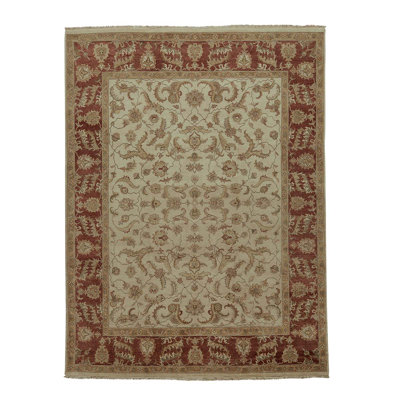 Wool Oriental Area Rug in Brown/Ivory/Rust