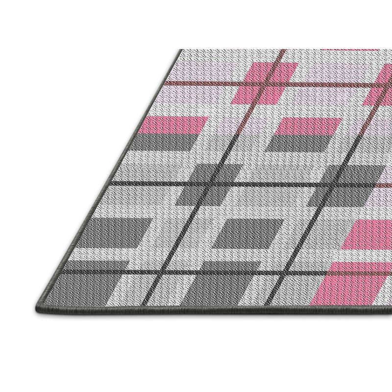 Tapis rose/vert à motifs, Rectangle 5 pi x 7 pi