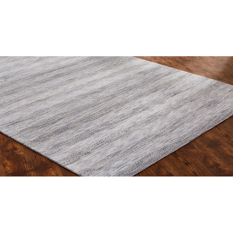 Recker Striped Area Rug in Gray/Beige, Rectangle 5'6" x 8'6"