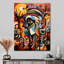 Chaos tribal abstrait bleu minimaliste - Masque africain, art mural salon-636566378-636566383