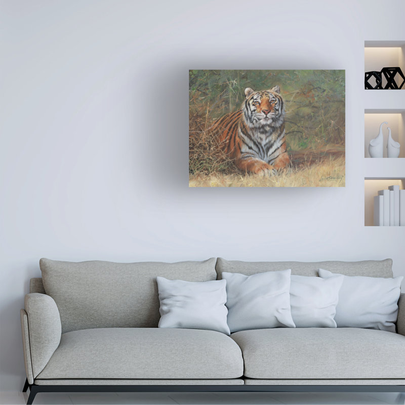 «David Stribble Tiger In Bush», art sur toile, H 14 po x l 19 po