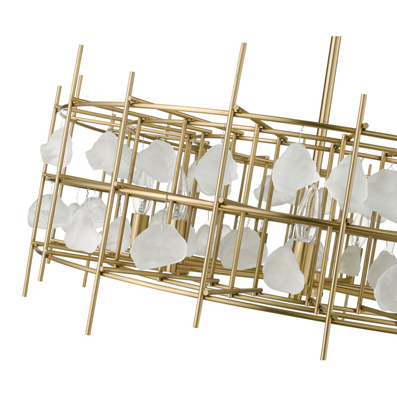 Lustre géométrique 9 lumières façon bougie, Laiton vieilli